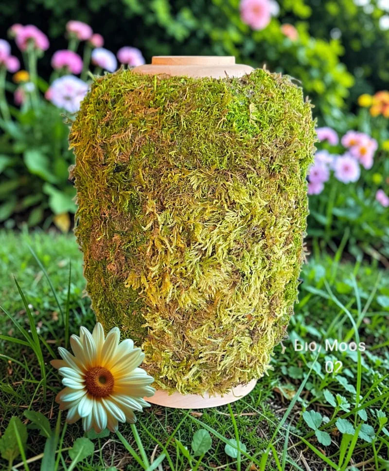 Naturstoff Urne mit Holz/Moos - mr01